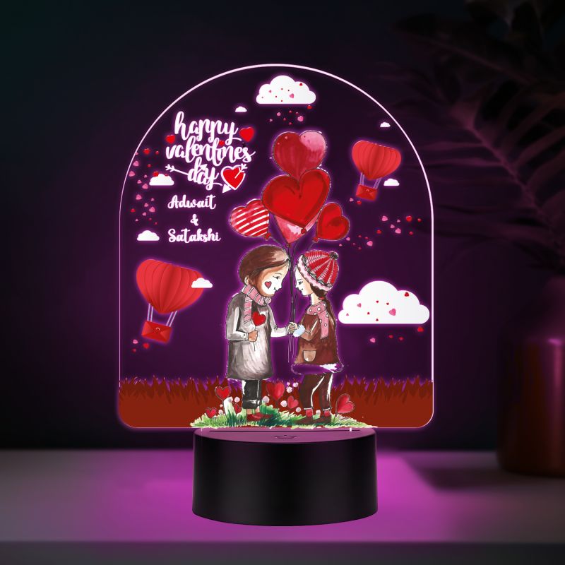 Personalized Valentine LED Lamp with Custom Name  7 Color Changing Romantic Night Light Valentine Gift for Couples Couple Night Light Frame Lamp